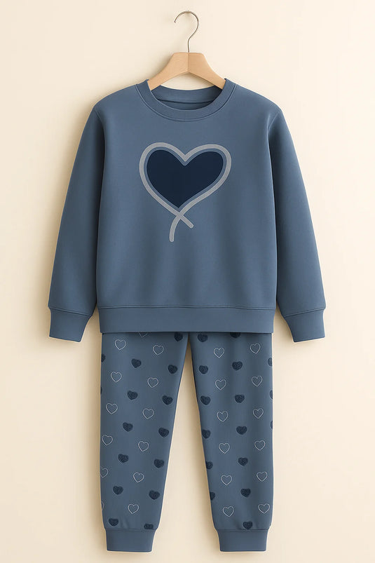 Winter Ocean Heart Co-Ord Set Night Suit