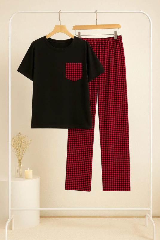 Black and Red Check Style