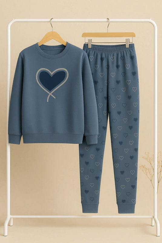 Winter Ocean Heart Co-Ord Set Night Suit