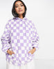 ASOS DESIGN hoodie in checkerboard fleece in lilac