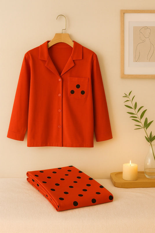 RED BUTTON STYLE DRESS