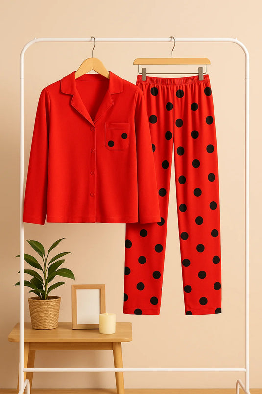 RED BUTTON STYLE DRESS