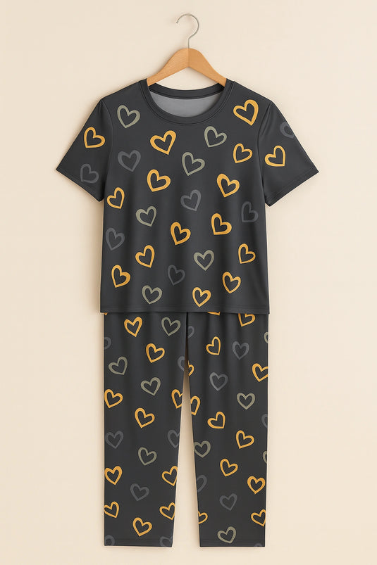 Multi Color Hearts on Gray Nightwear