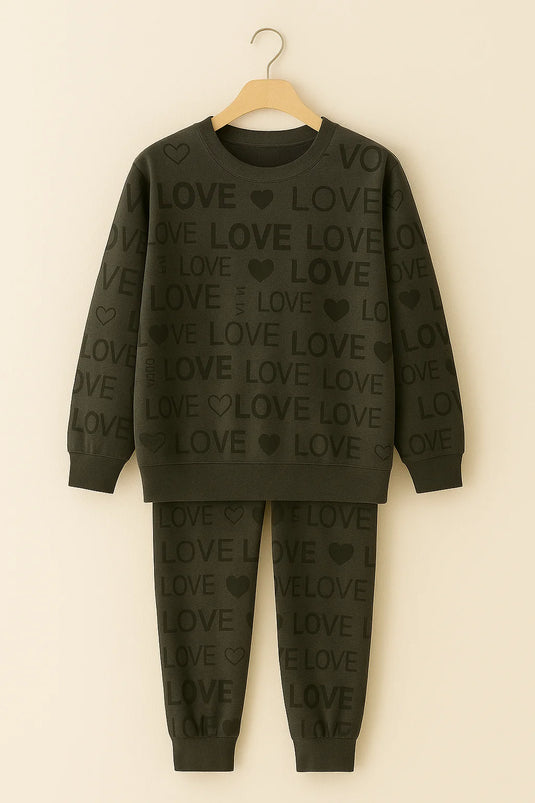 Winter Gray Love Co-Ord Set Night Suit